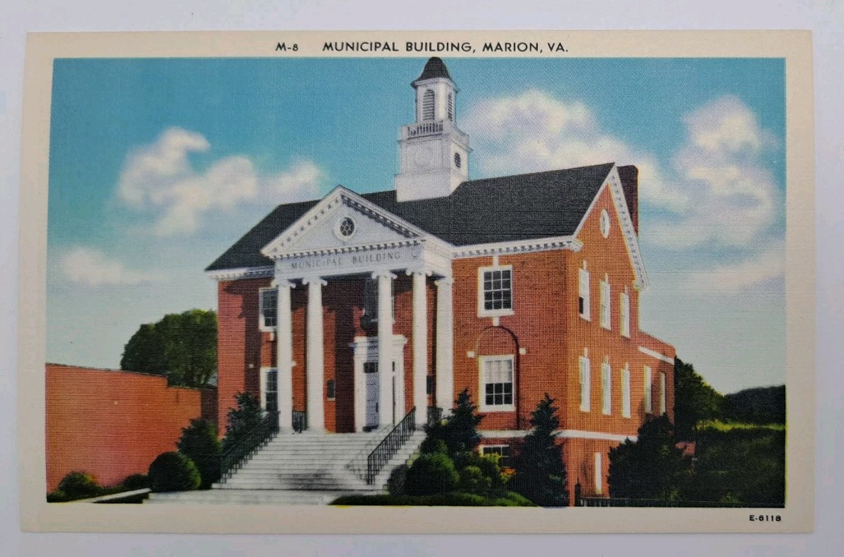 Marion VA Virginia Municipal Building C 1940s Post Card UNP