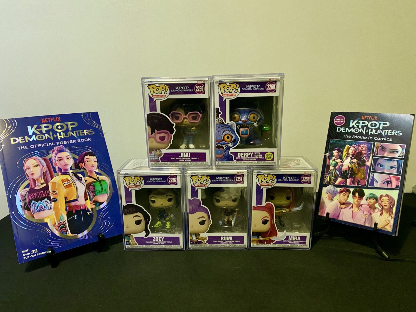 K-Pop Demon Hunters Bundle — All 5 Funko Pops! + Poster Book + Movie in Comics