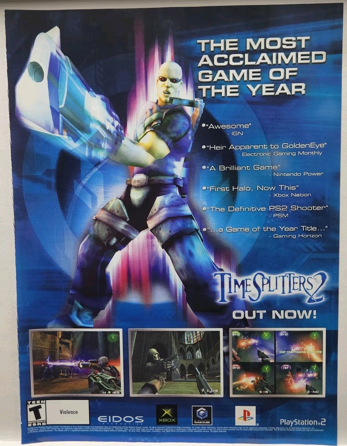 2002 Time Splitters 2 Sony Playstation 2 PS2 XBOX Print Ad Poster Promo