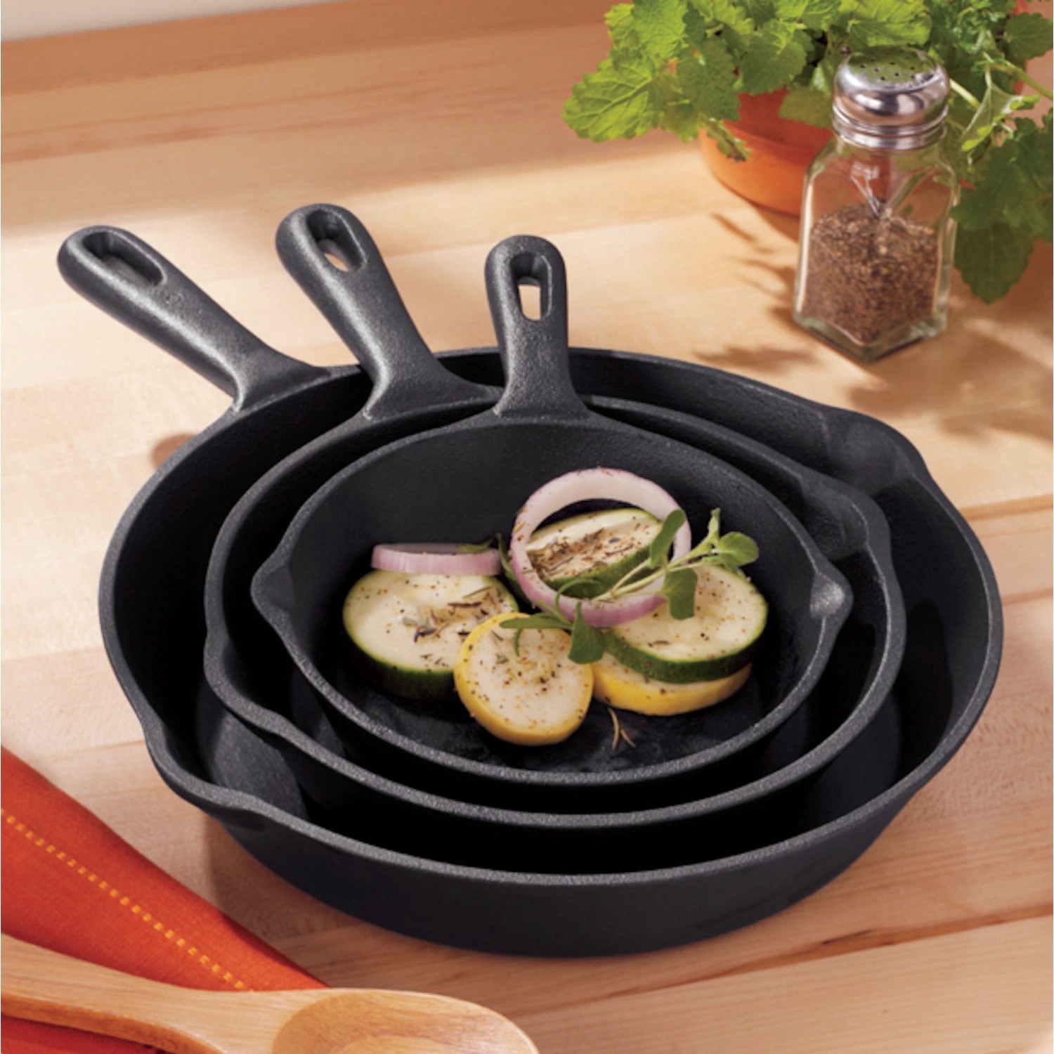 3 Cast Iron Skillet Pre Seasoned 6 7.5 9.5 Inch Stove Oven Fry Pans Cookware Set