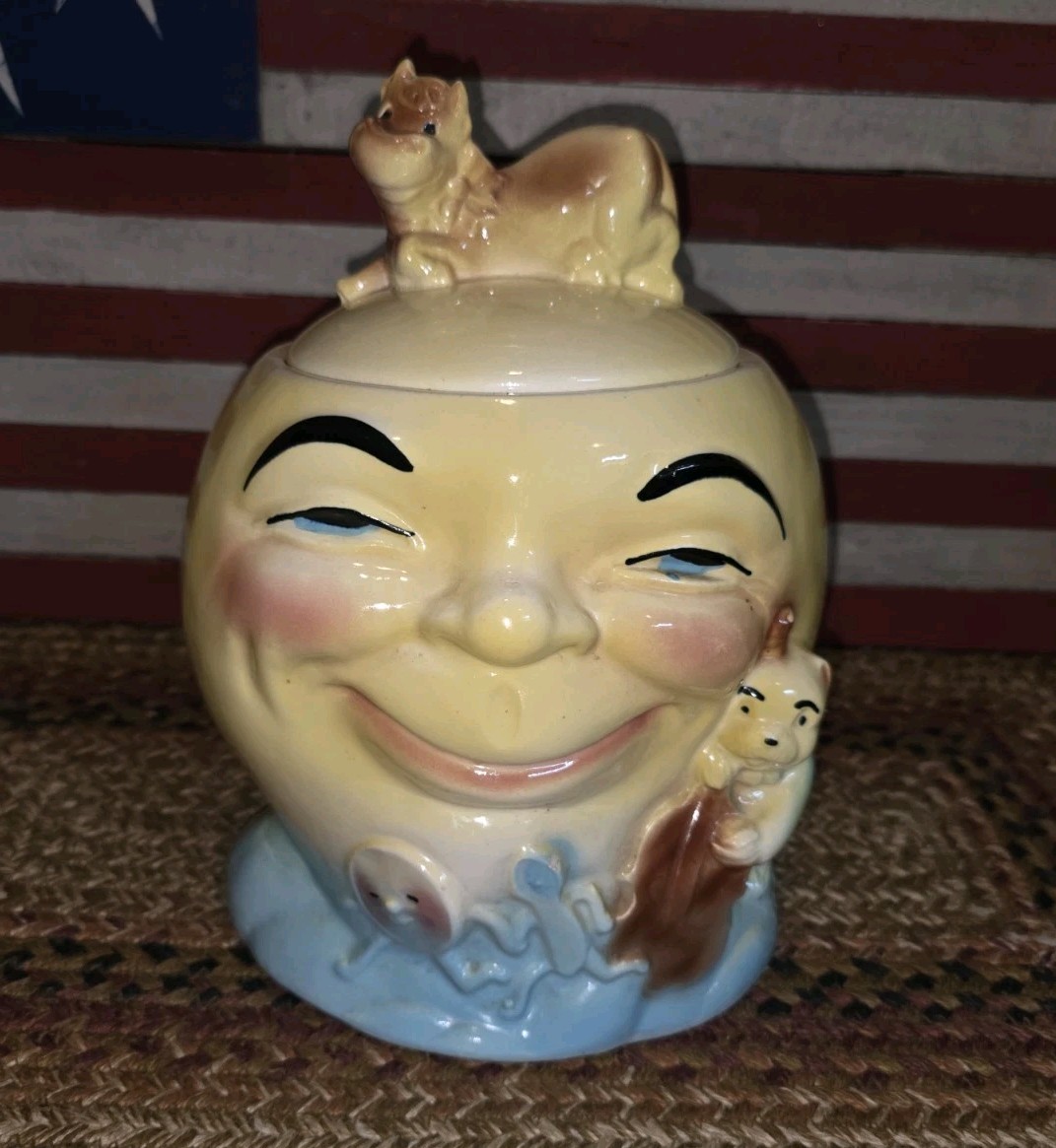 1940s Cookie Jar Hey Diddle Diddle Cow Jumped Over Moon Roseville Ohio #317 USA