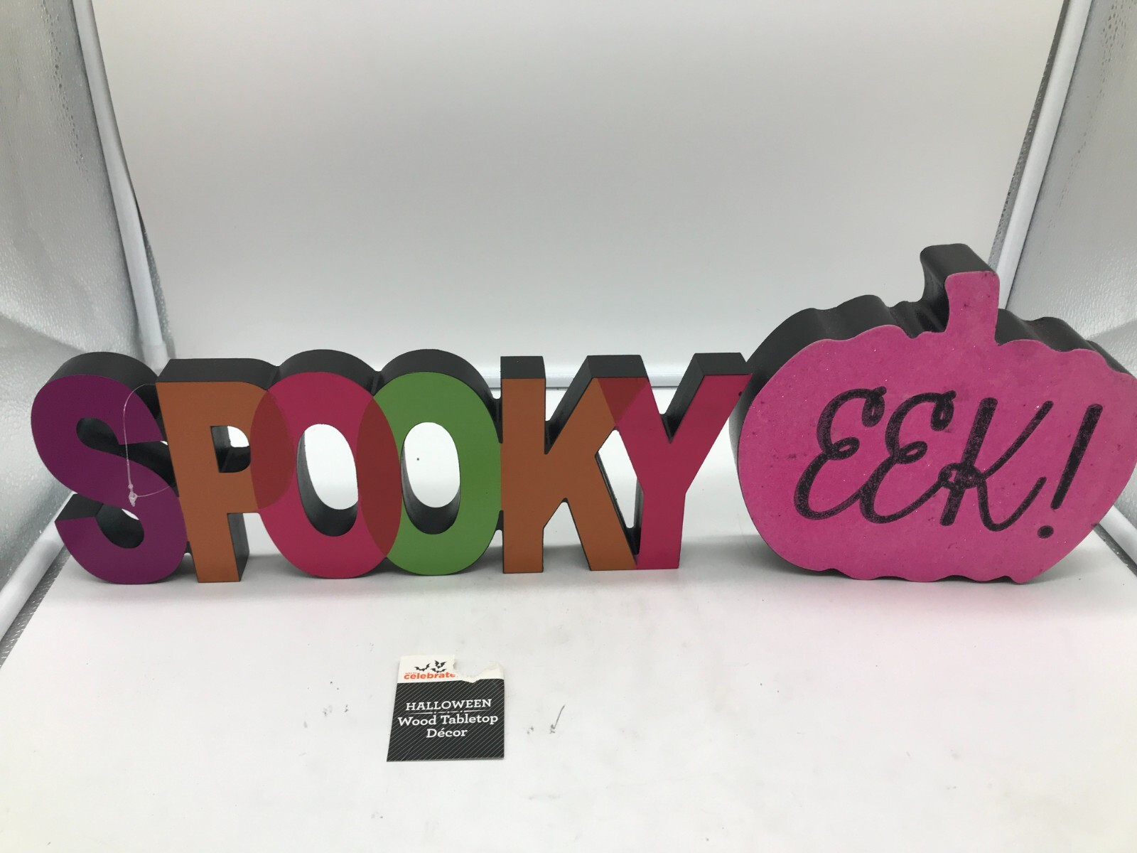 Celebrate It Wood 12.5in Halloween Spooky & Eek! Tabletop Sign Decor AA01B01042