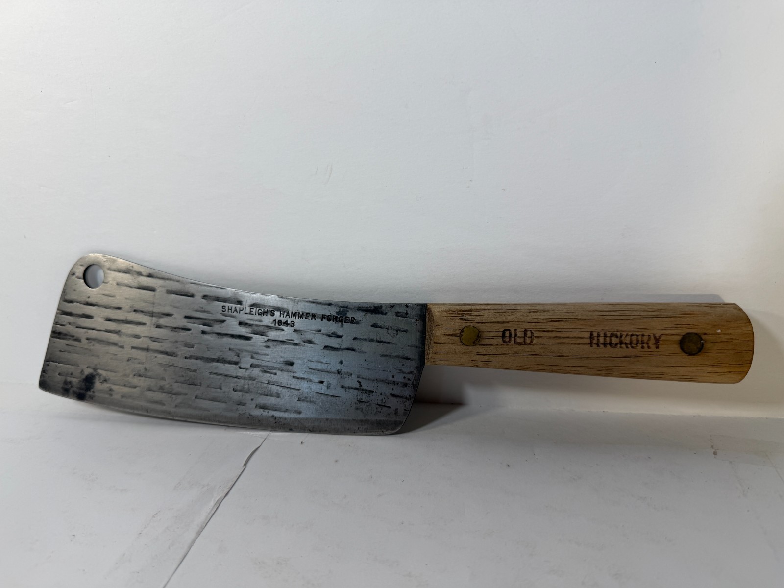 Vintage Old Hickory Butcher Knife Cleaver Shapleigh Hammer Forged 1843 Carbon St