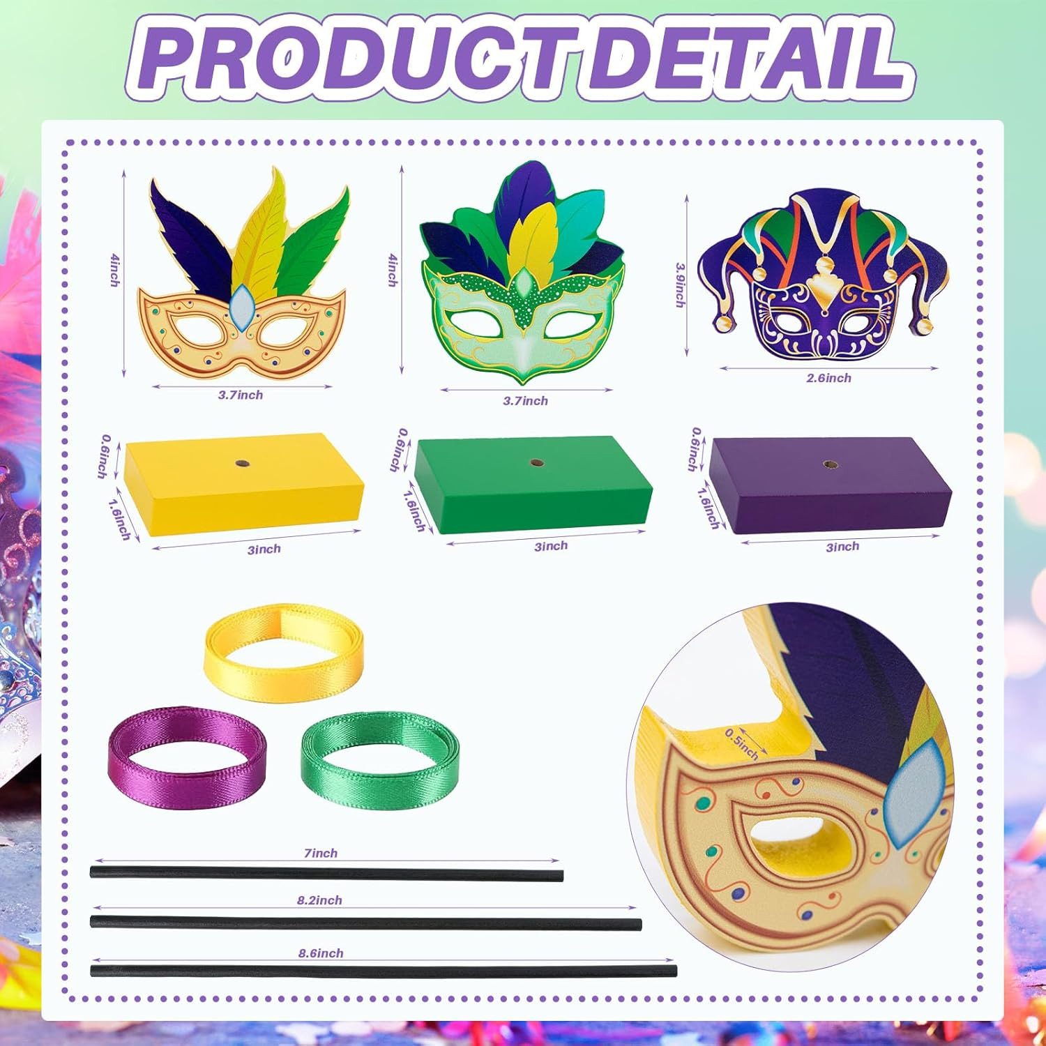 3 Pcs Wooden Mardi Gras Table Centerpieces Decorations Set, Farmhouse Wooden Tab