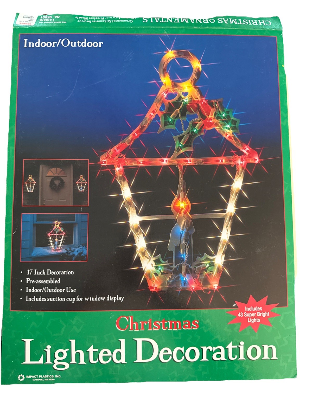 Vtg Impact Plastics Lantern Christmas Lighted Indoor-Outdoor Decoration 95001