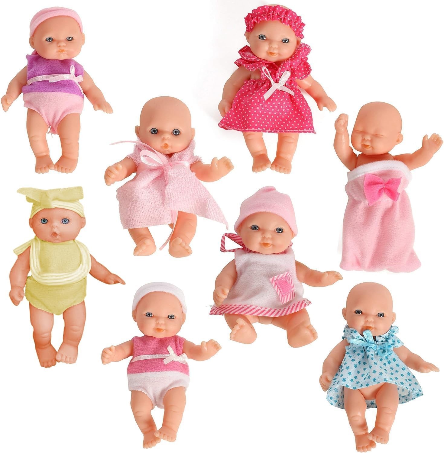 Mommy & Me Doll Collection Set of 8 Assorted Mini Dolls 5 Inches Tall NEW