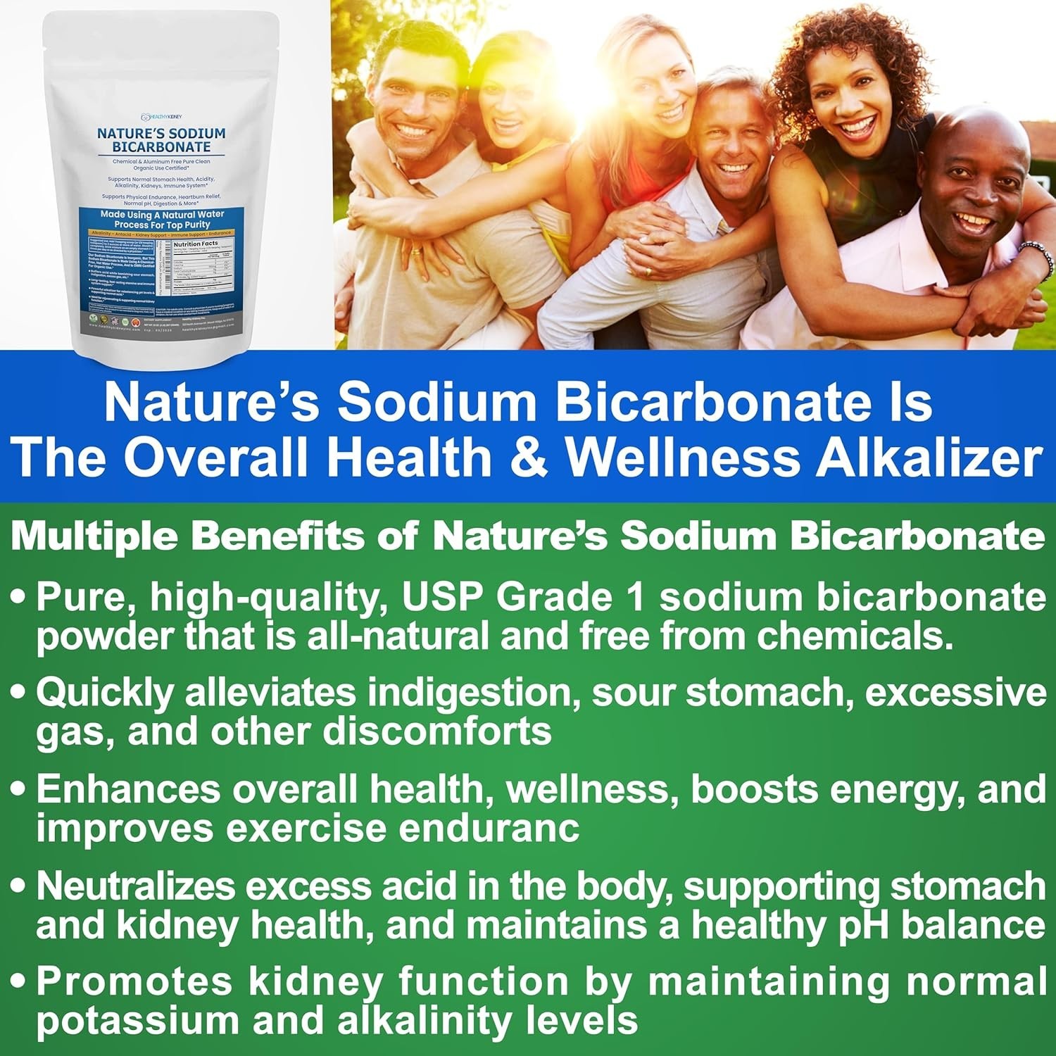 Nature’S Sodium Bicarbonate Organic Use Aluminum Free Baking Soda. No Chemical P