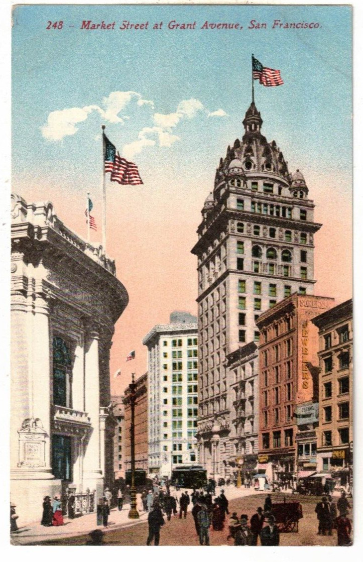 c1910 Postcard: Market Street at Grant Avenue, San Francisco – Sorensen Jewelers