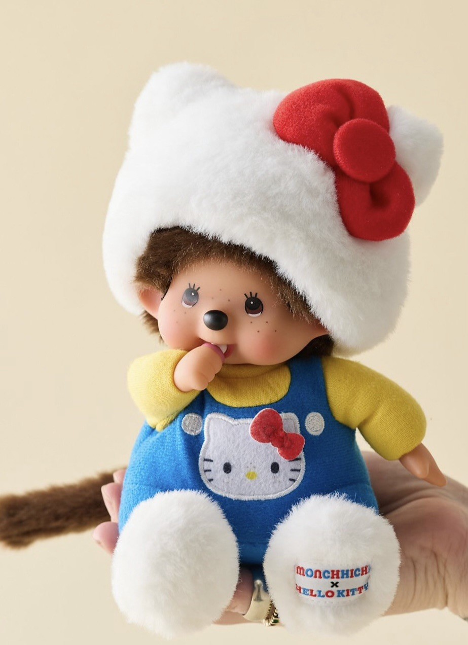 Sekiguchi Hello Kitty x Monchichi Plush- Sanrio Collaboration Limited Edition