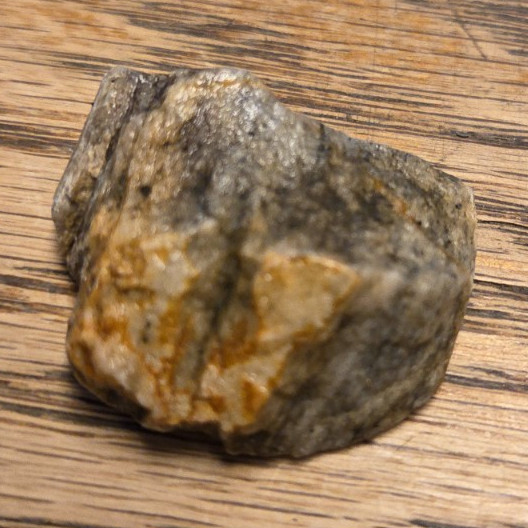 Alaska Small Rough Rock Mineral Specimen Gray Stone with Tan Brown Band Specimen