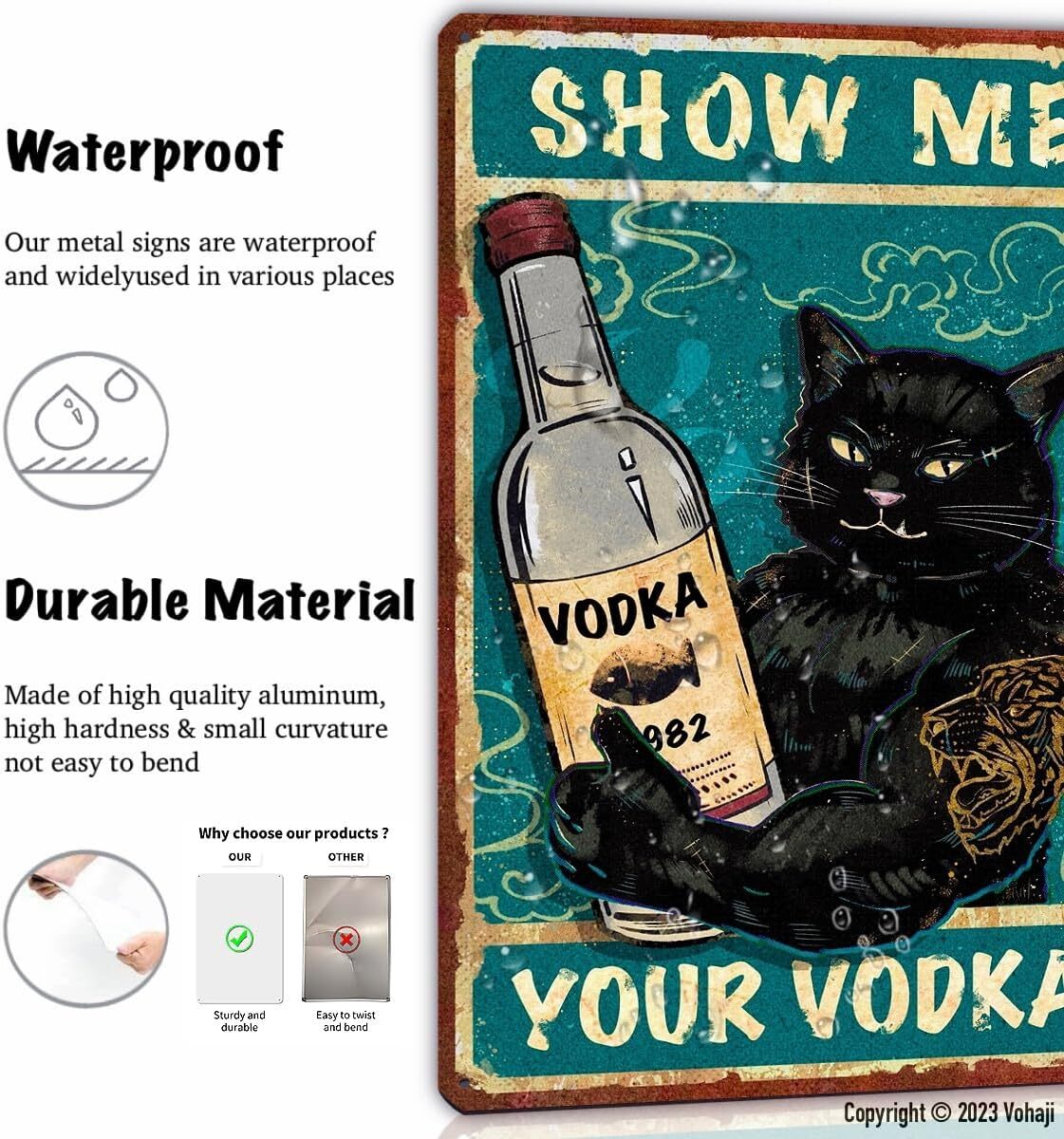 Funny Blcak Cat Vintage Bar Poster Tin Metal Signs Home Décor 8×12
