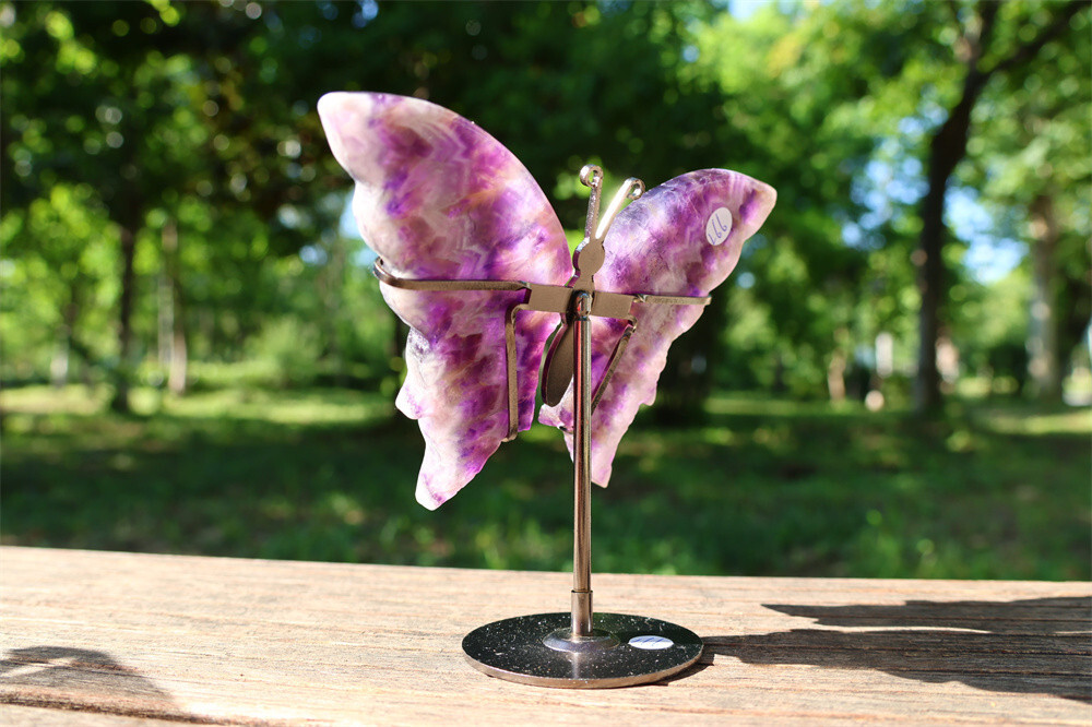 5.2” A pair Natural Dream Amethyst Butterfly Wing Reiki Crystal Skull Decor 1pc