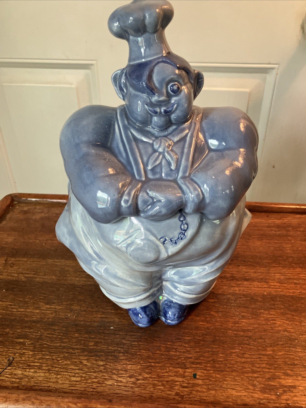 Pierre the Chef Red Wing Blue Glazed Cookie Jar 11” – Vintage Kitchen