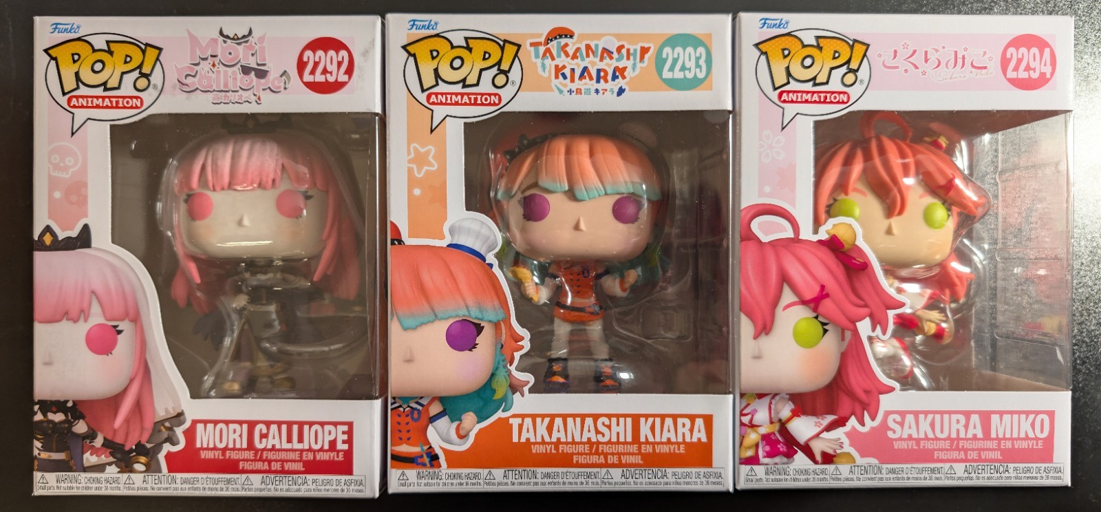 Hololive Funko Pop Set of 3: Sakura Miko Mori Calliope Takanashi Kiara VTuber