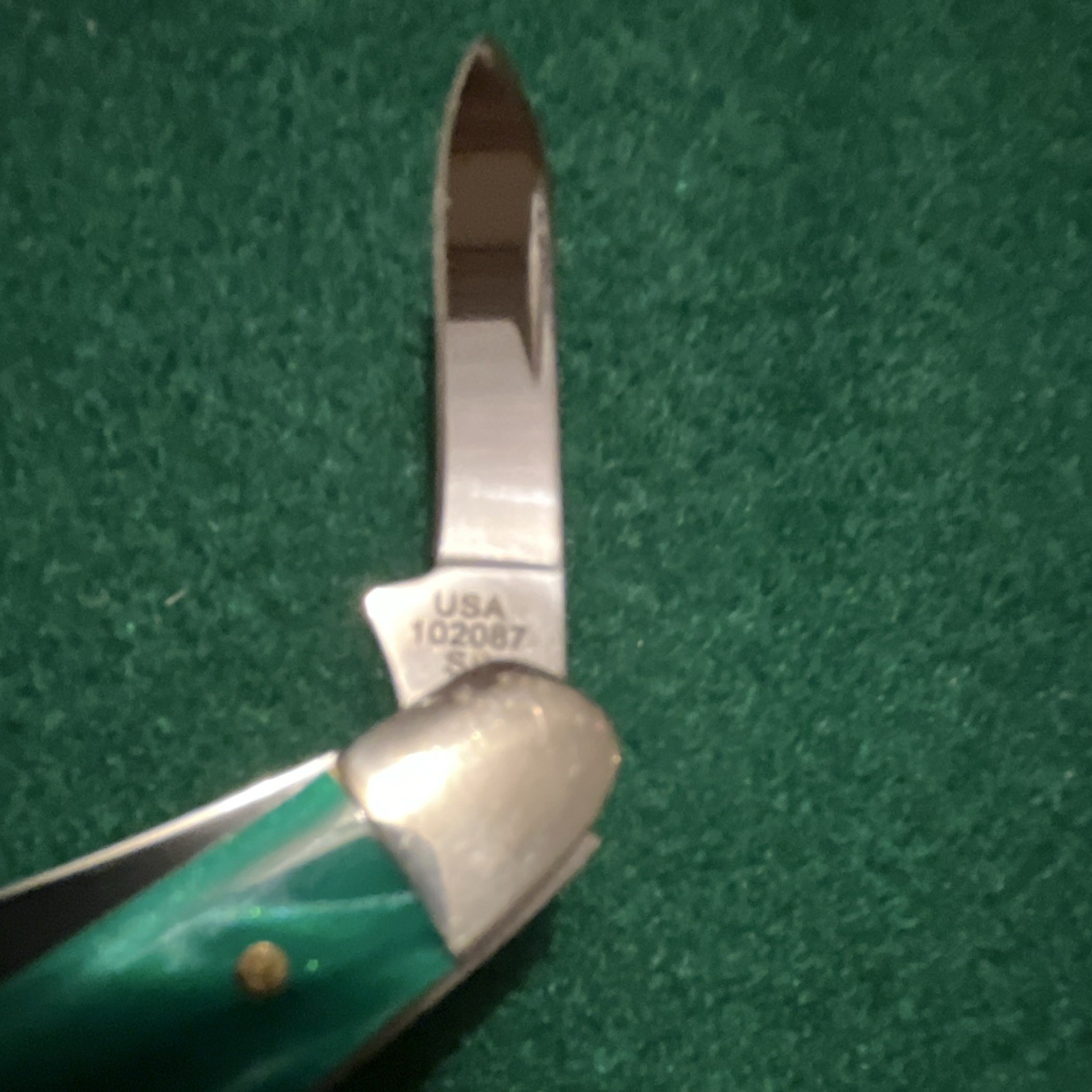 Case XX 102067 2-Blade Green Kirinite smooth Handle SS