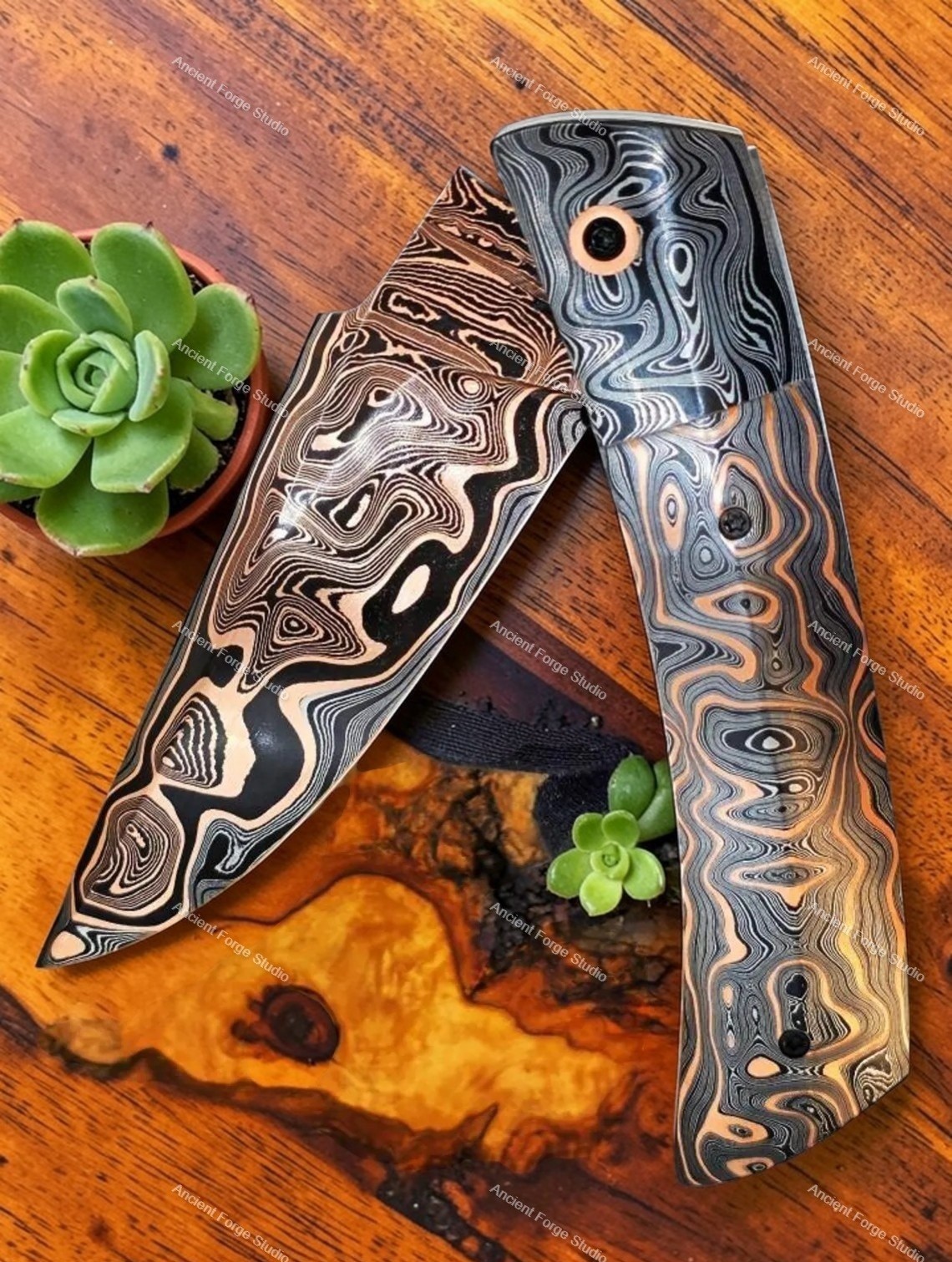 Damascus Chef Knife Set 5PC Handmade Kitchen Knives with Leather Sheath – Gift