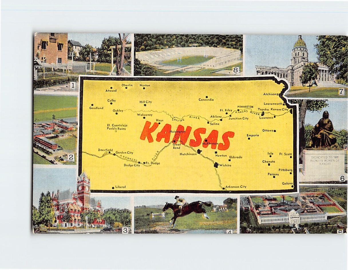 Postcard Famous Places in Kansas USA