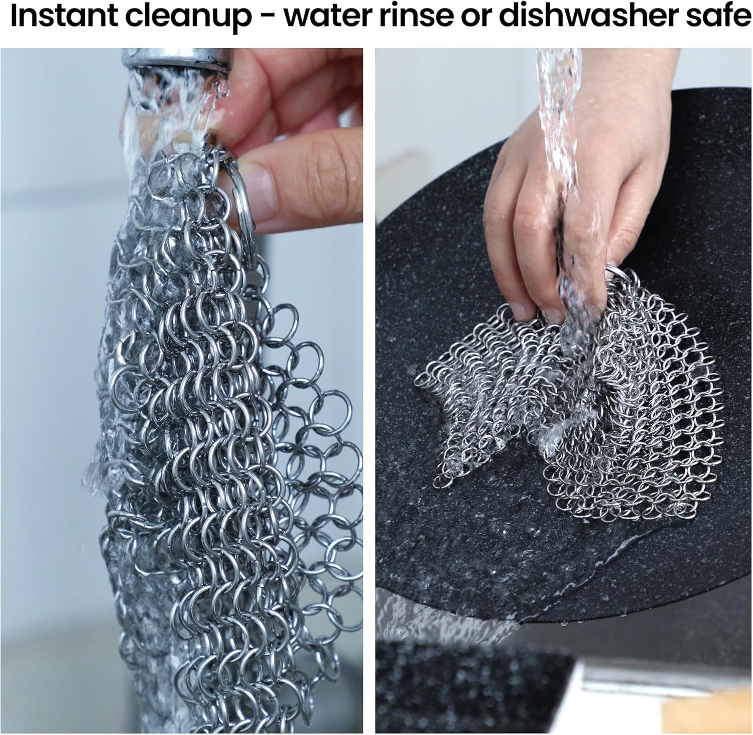 7-Inch 316L Stainless Steel Chainmail Scrubber for Cast Iron Cookware