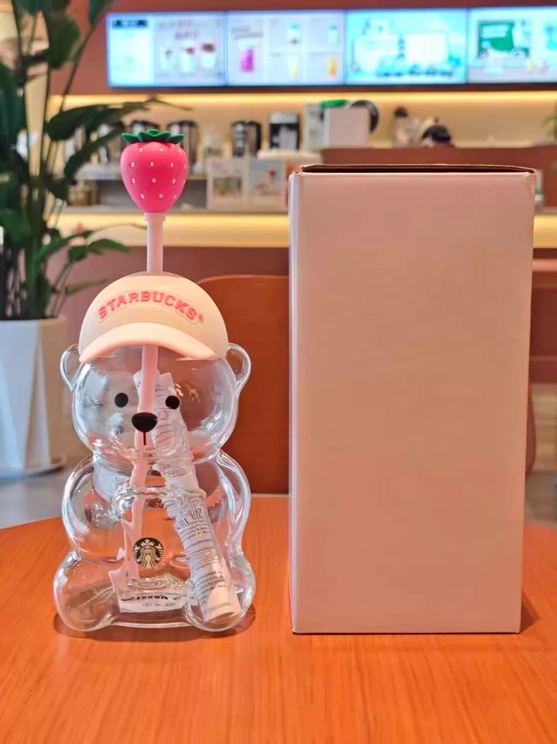 Starbucks Bearista Bear Cup Tumblers With Strawberry Topper Baseball Cap 2026