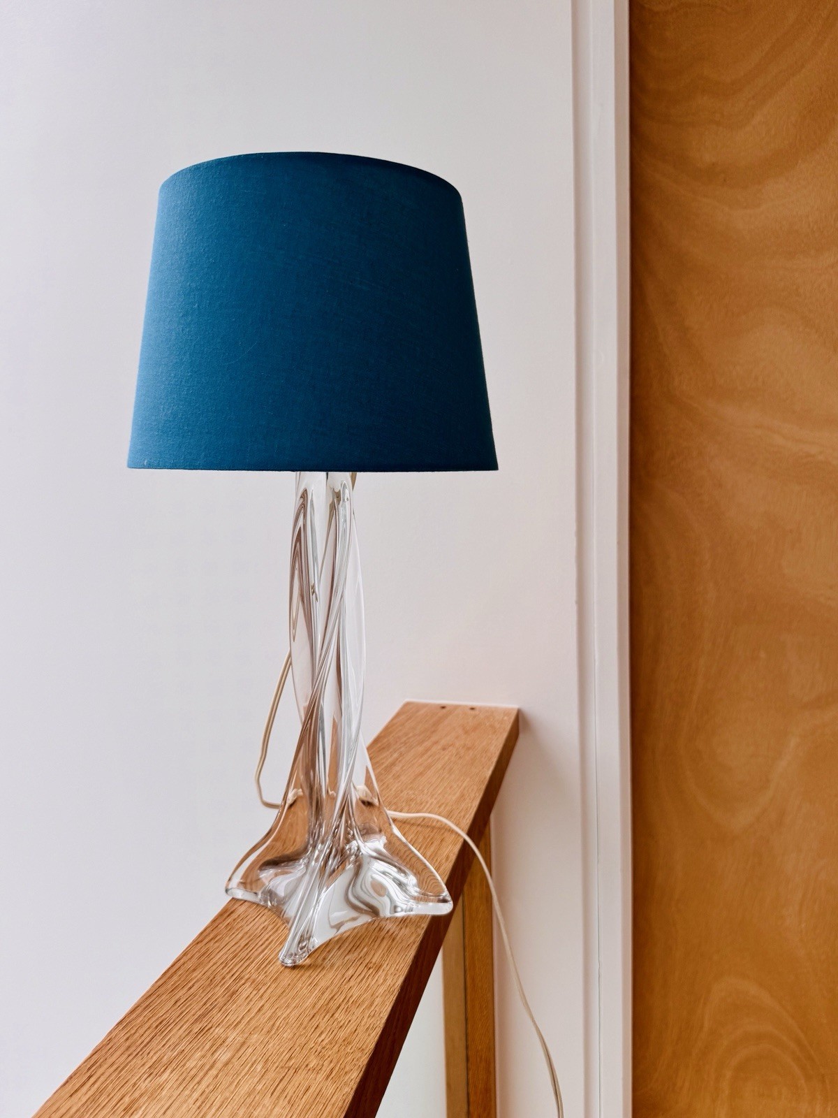 Mid-Century Modern Twisted Crystal Table Lamp 1960’s (shade not Included)