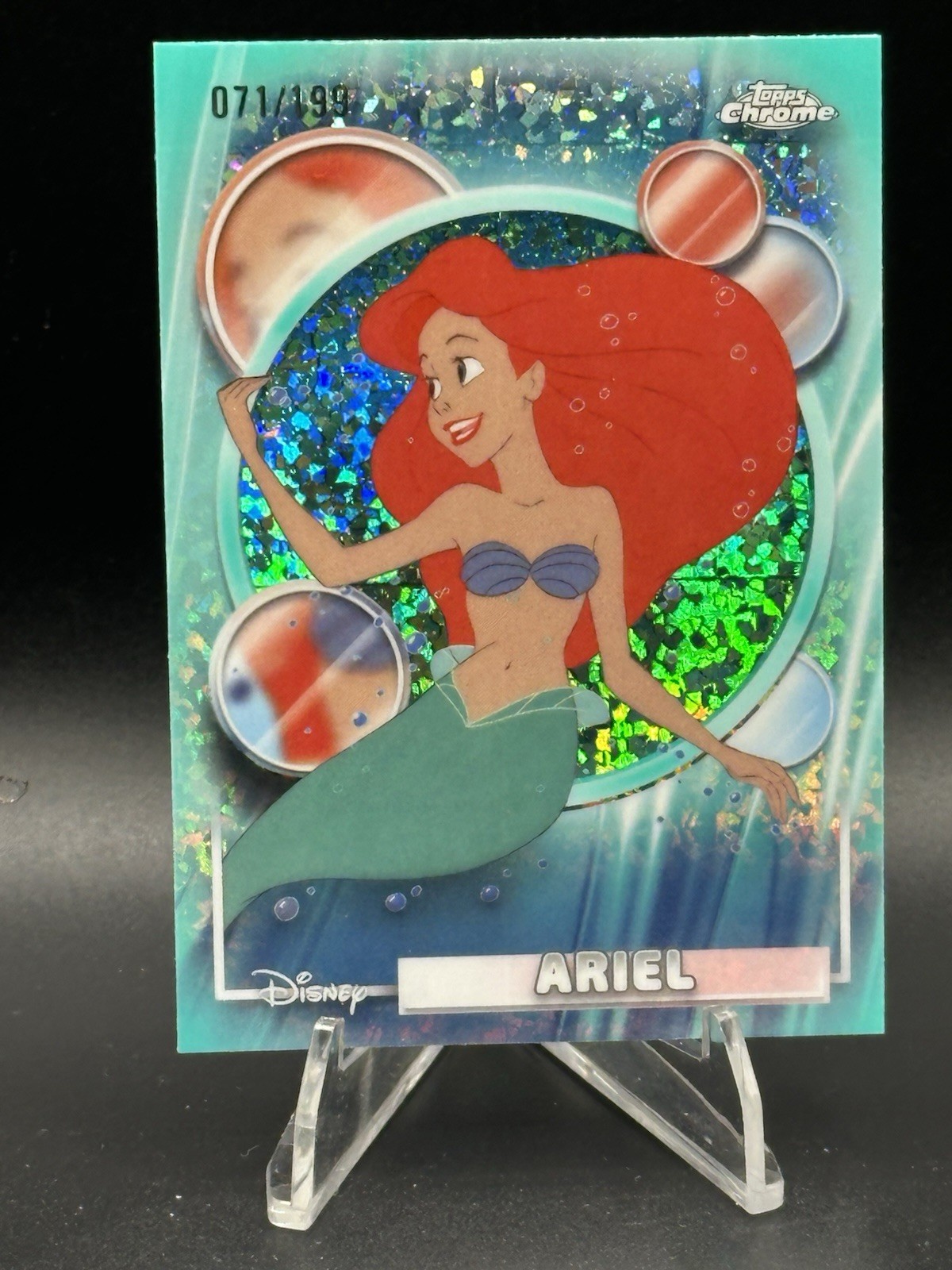 2026 Topps Chrome Disney Ariel Aqua Mini Diamond /199 #106 Very Clean SP