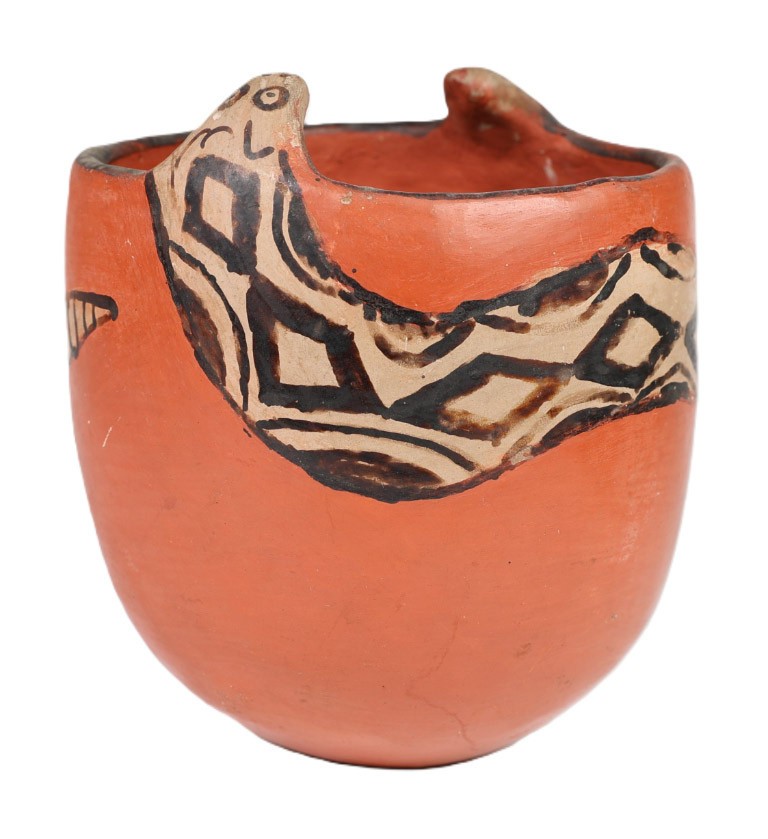Maricopa Jar Pottery ca. 1910 Size 5.25″ H x 4.625″ D Red Clay Jar