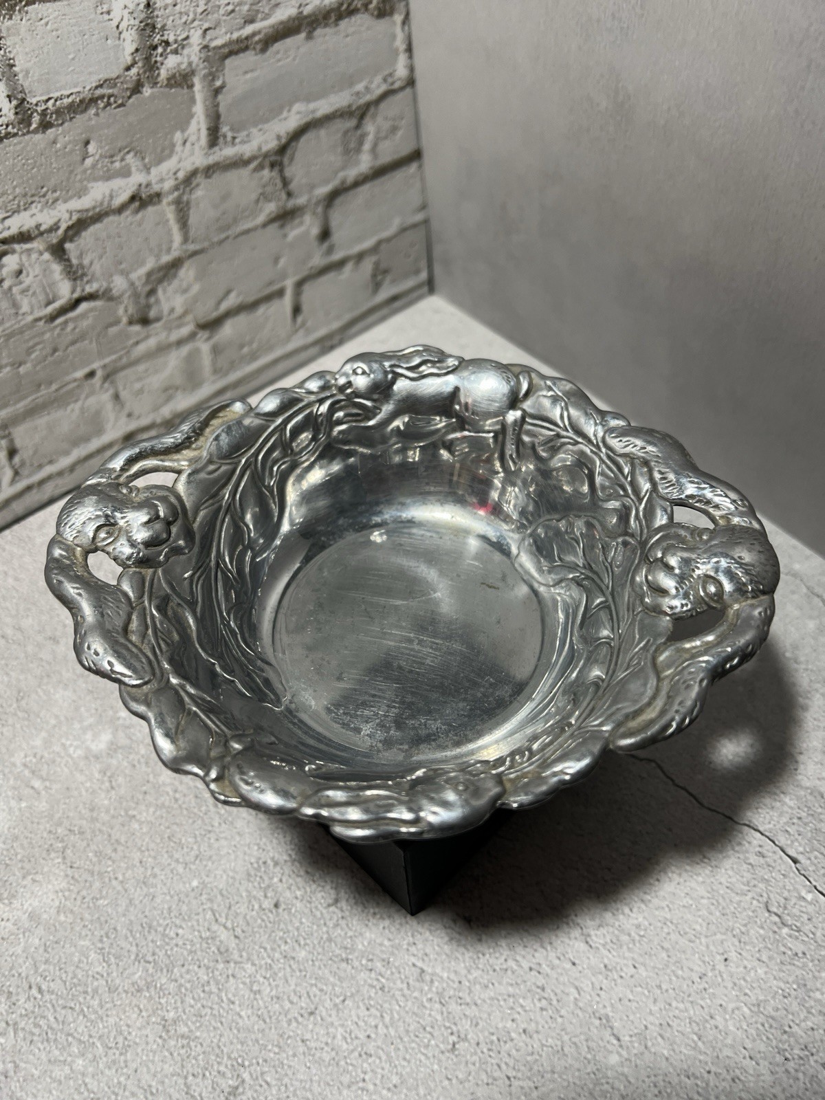 Arthur Court Bunny 7″ Nut Bowl Aluminum Candy Trinket