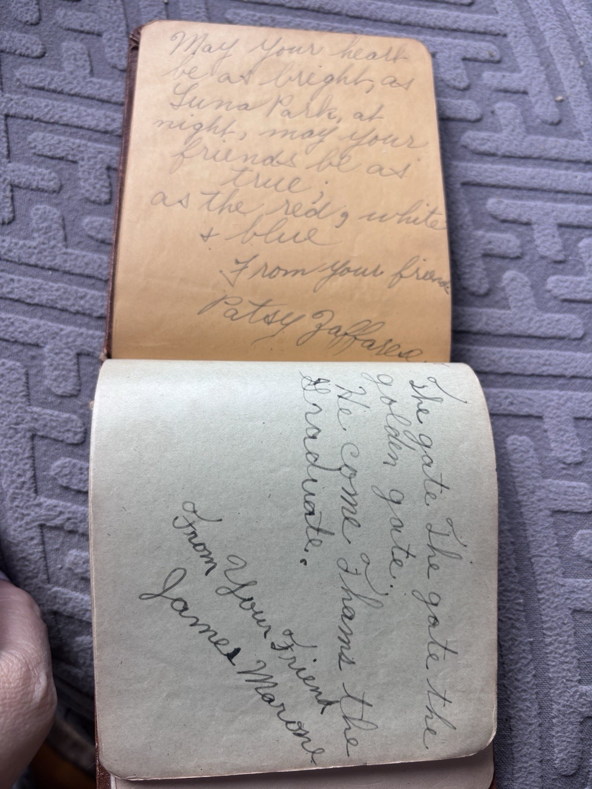 Antique 1922 Autograph Album P.S. 114 School Photo New York Friendship Book Rare