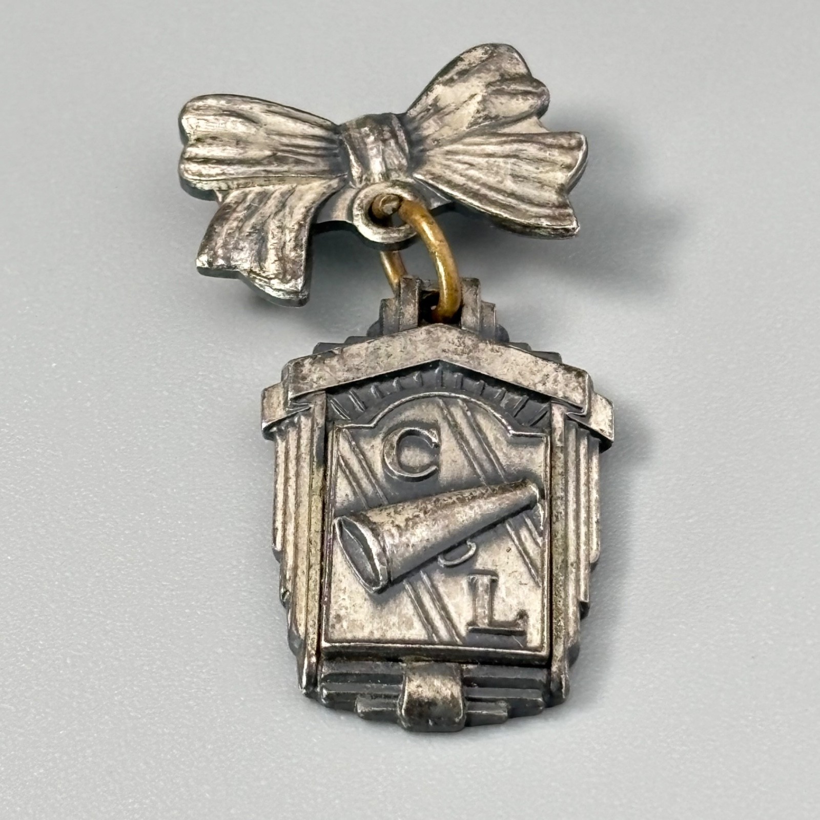 Vintage Cheerleading Megaphone Charm Pin 1962 CL Scholastic Achievement