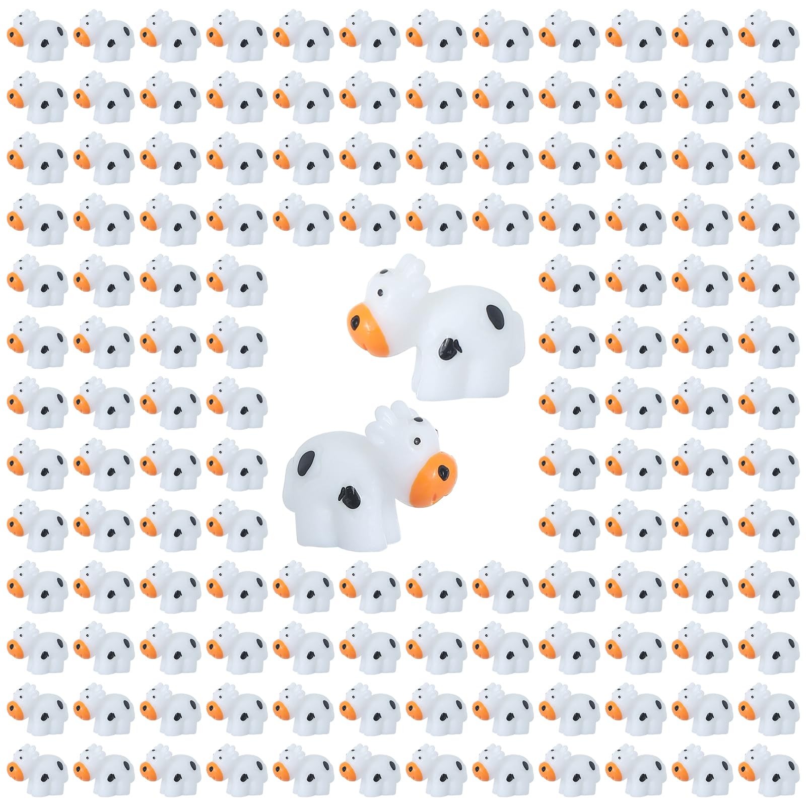 DWWPOO 138 Pcs Mini Resin Cows Bulk Animals for 0.6 x 0.7 inches, White