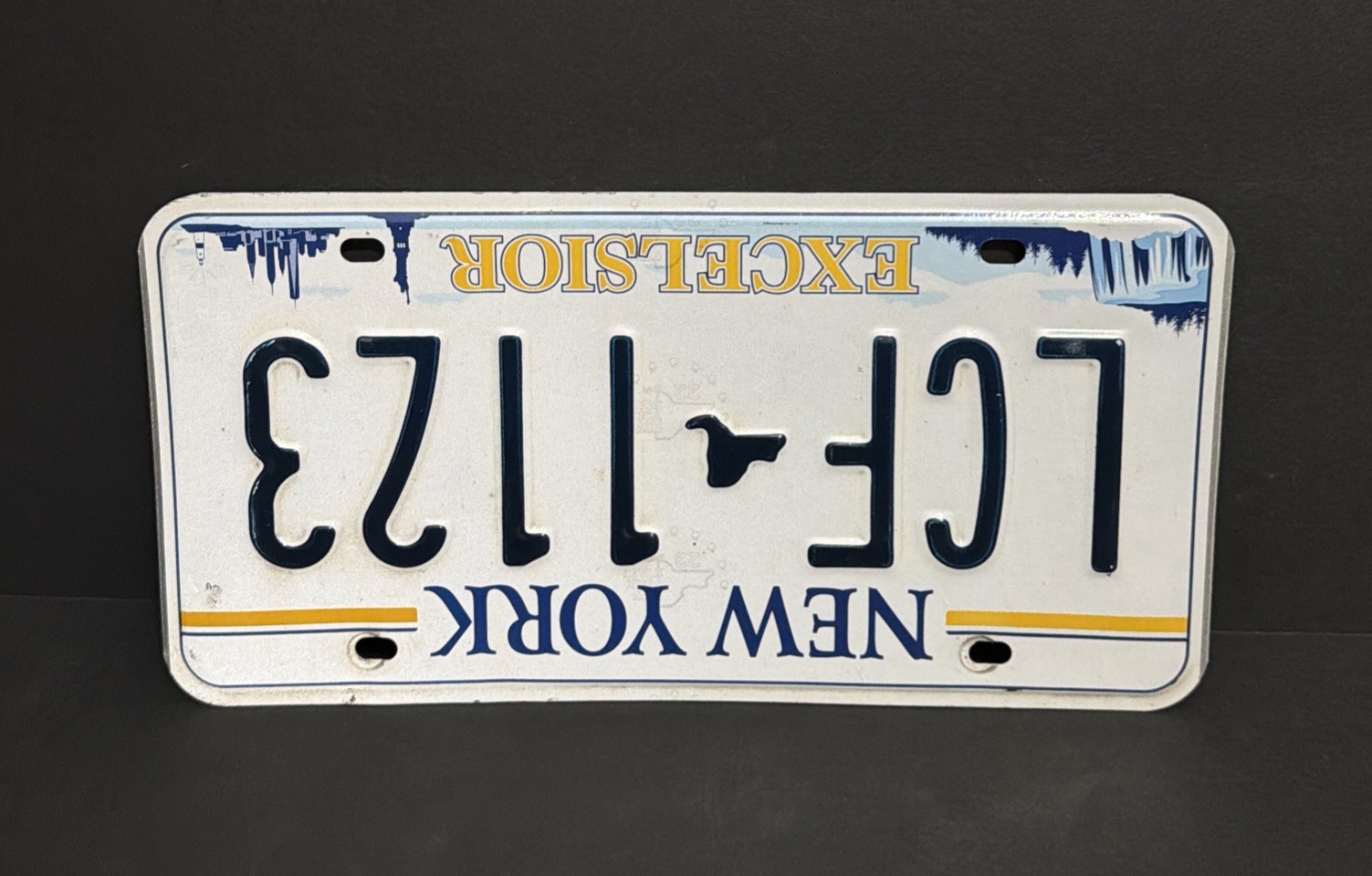 Pair NY New York Excelsior License Plates LCF1123 LCF 1123 Tag 2 Piece Set Blue