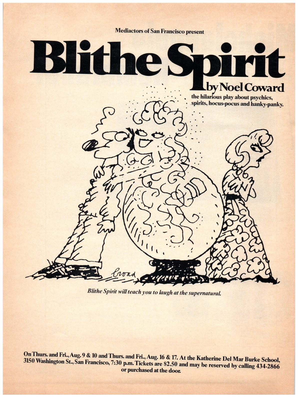 PRINT AD 1973 Blithe Spirit by Noel Coward Play About Psychics Spirits 70’s Art