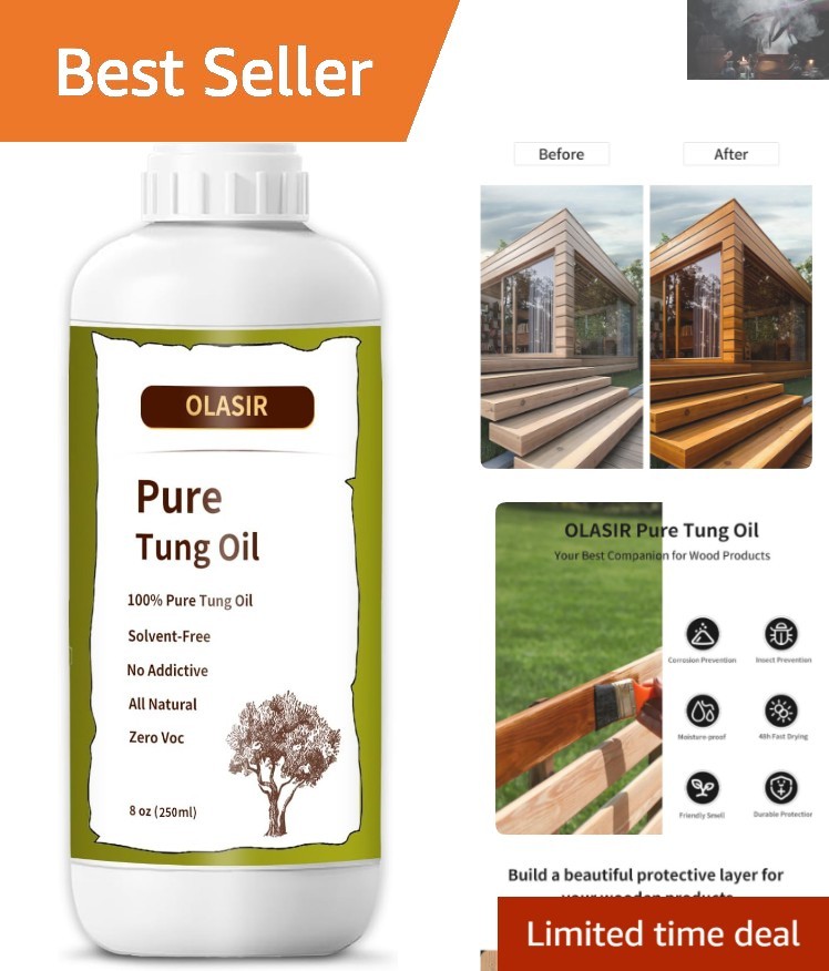 Pure Tung Oil 8 oz – Non-Toxic, Fast Drying Oil for Indoor & Outdoor Wood Care