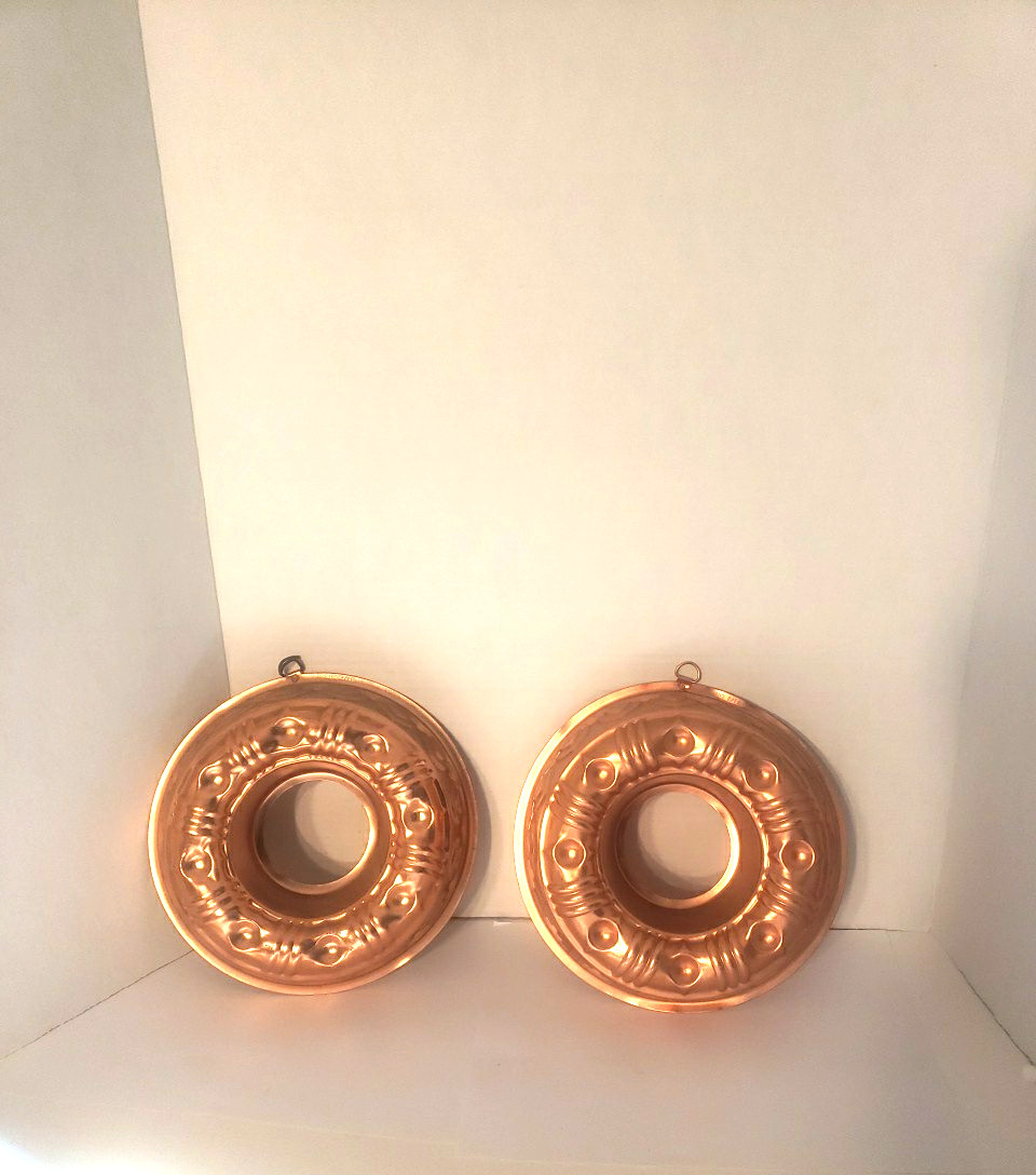 Vintage Copper Jello Mold Classic Rounds lot of 2