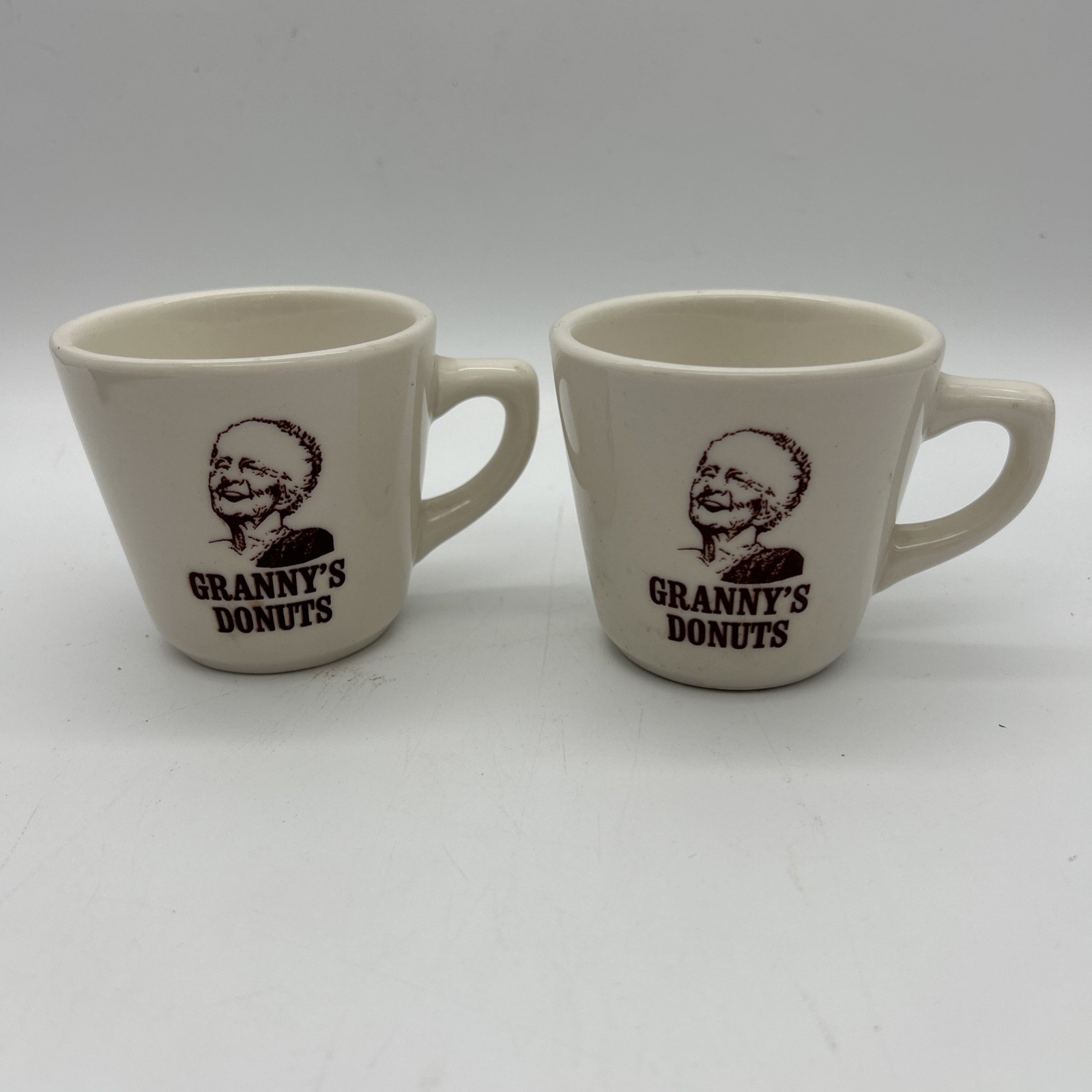 Set Of Two Vintage Souvenir Granny’s Donuts Coffee Cups Mugs Ultima Restaurant