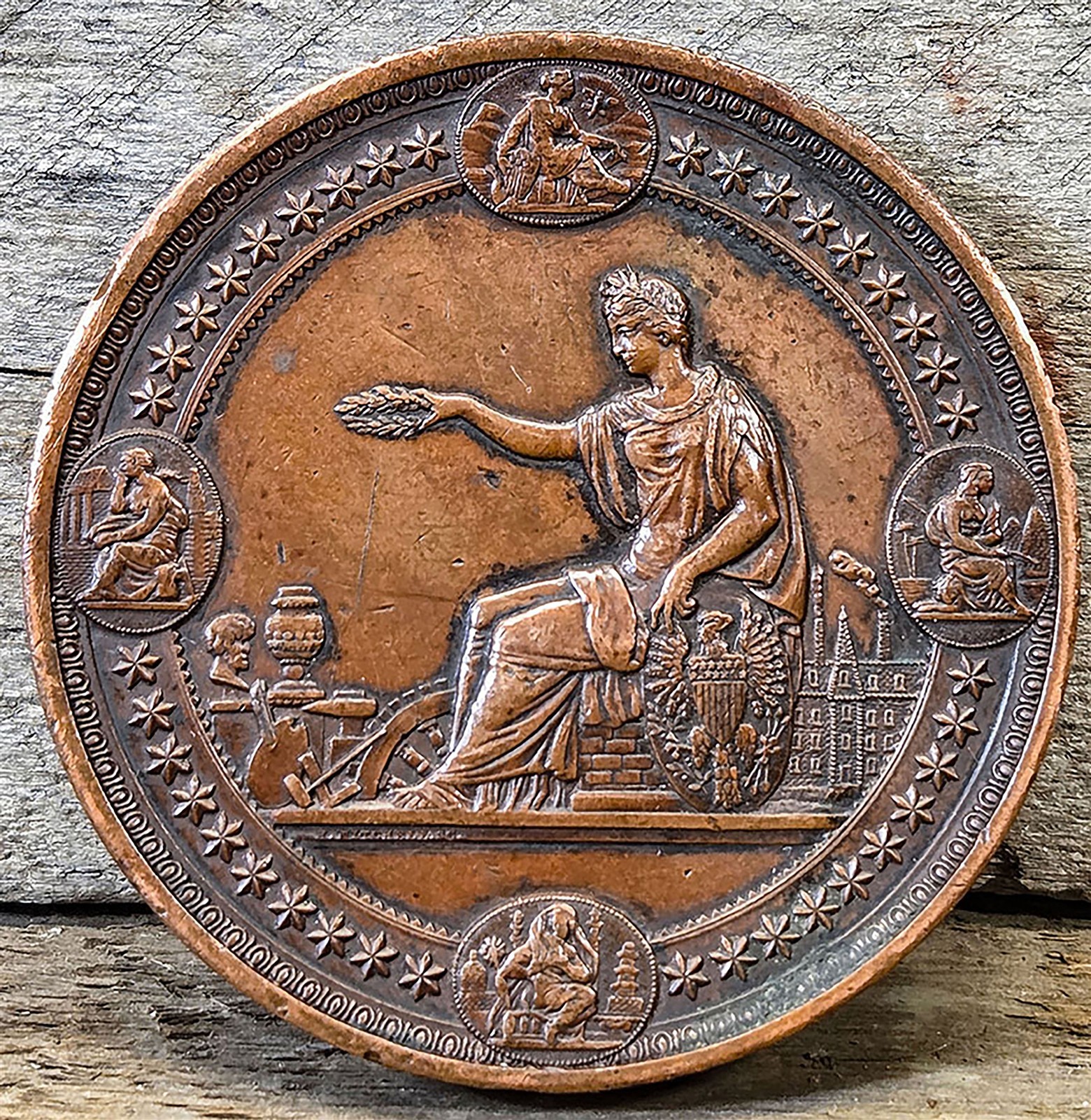 1876 International Exposition Bronze Medal Philadelphia Centennial Mitchell SC