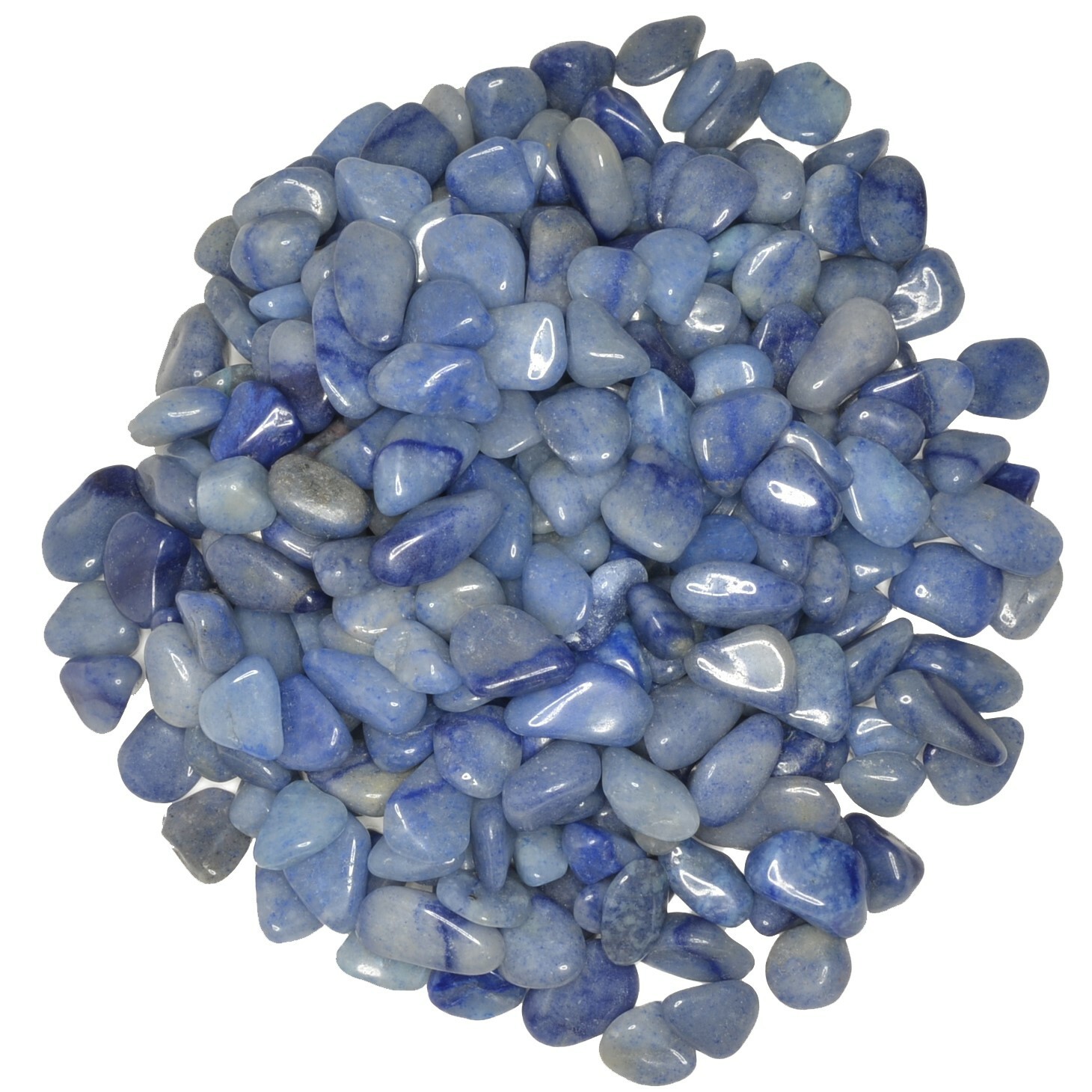 1/2 lb Blue Quartz Tumbled Stones – Grade 1 – XXSmall – 0.25″ to 0.75″ Avg.