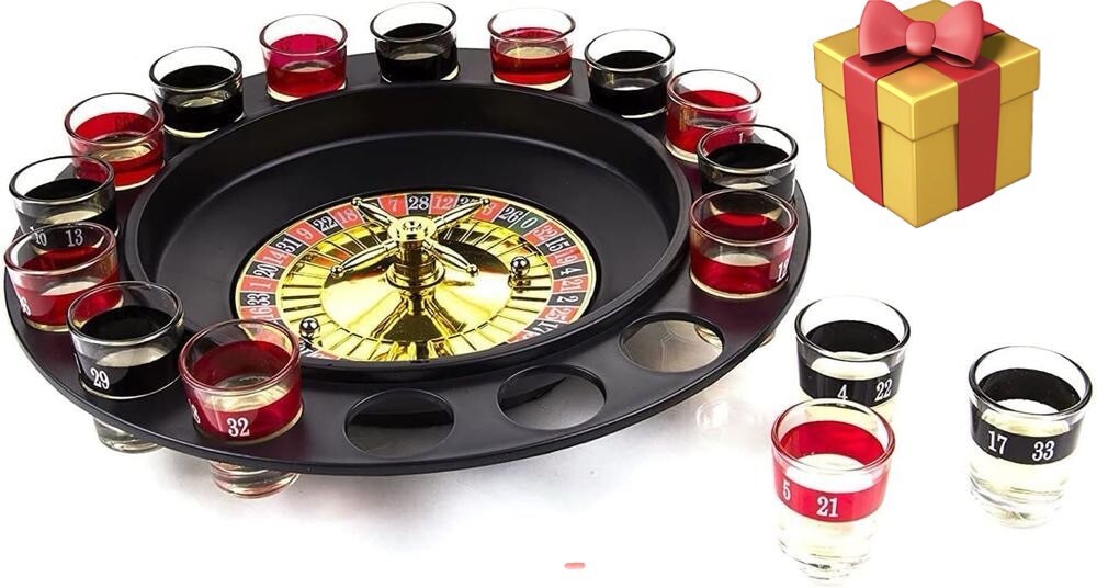 Roulette Drinking Game 16 Shot Glasses Party Novelty Gambling Fun Entertainment