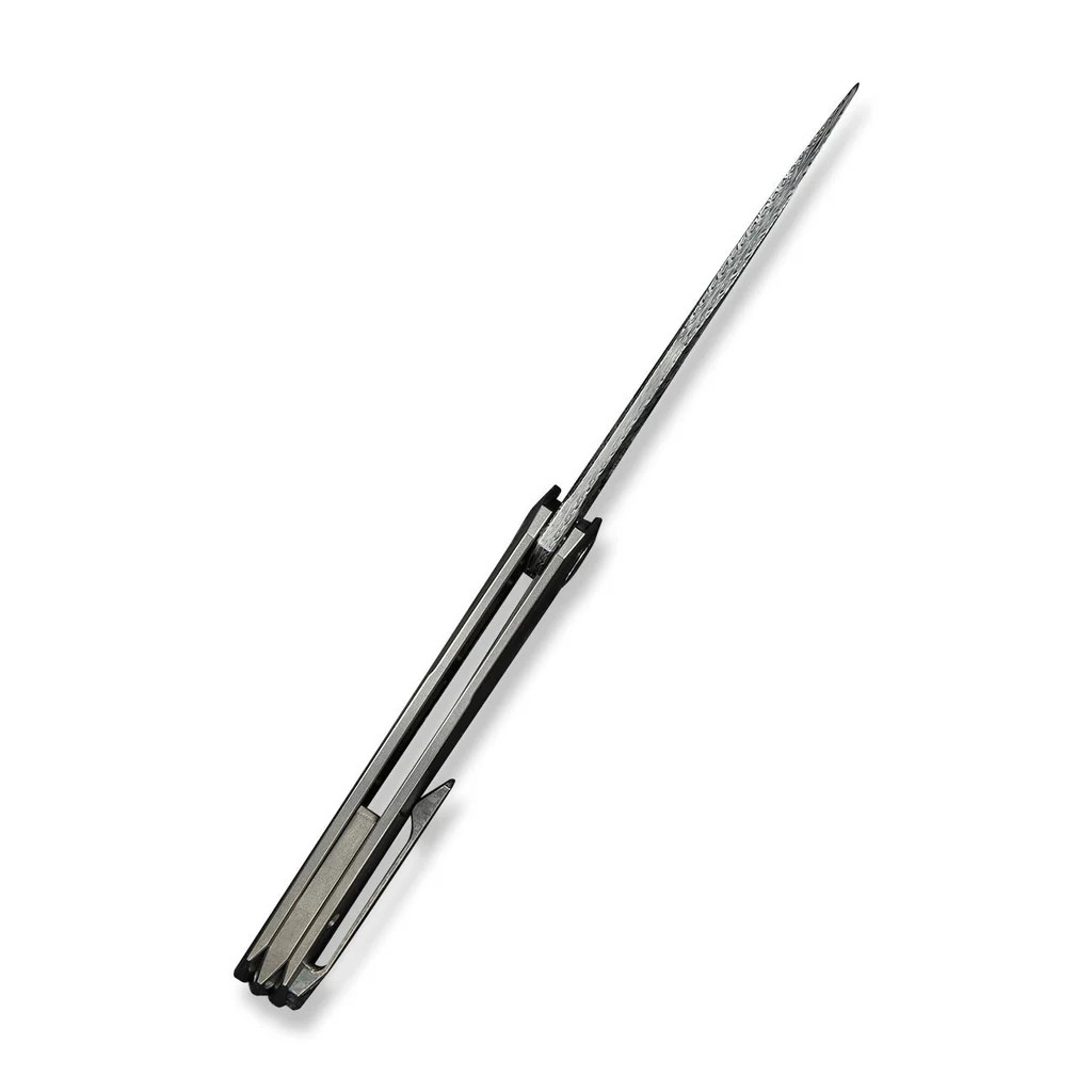 WE Knife Sine Wave 23069B-DS1 Bead-Blasted Titanium Damasteel Knife