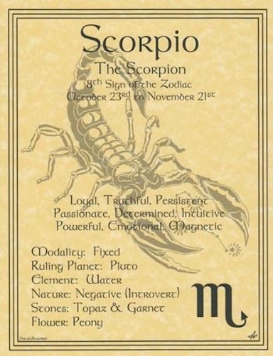 Scorpio (Zodiac) Parchment-Like Page for Book of Shadows Page, Altar!