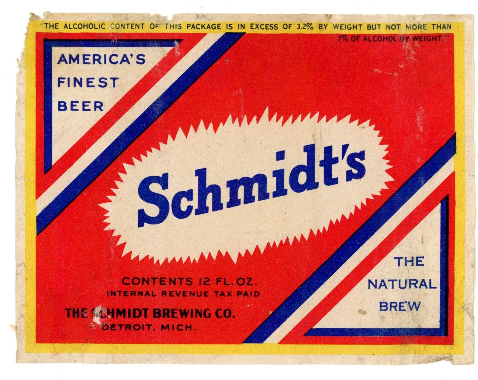Early Schmidt’s Brewing Co. IRTP Vintage Beer Label Original S91E