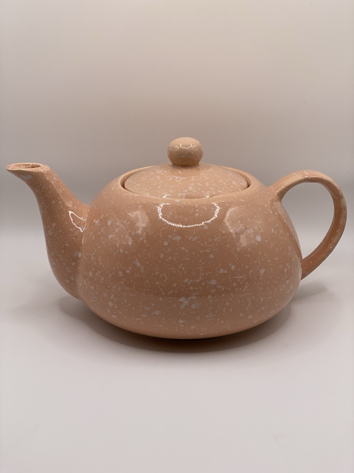 Vintage Peach Speckled Glaze Porcelain Tea Pot