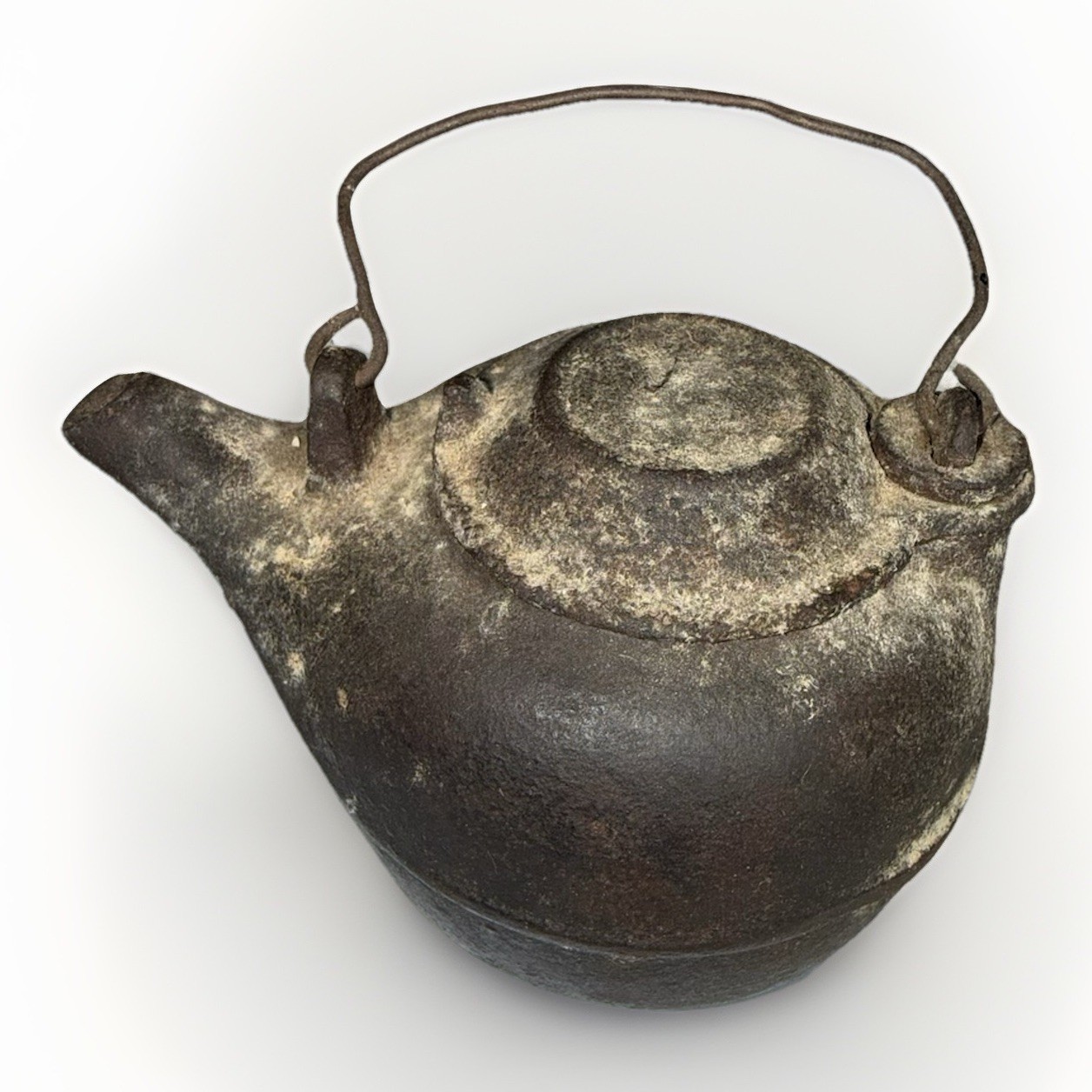 Vintage Antique Cast Iron Black Tea Kettle Sliding Lid Monticello Soap Heavy