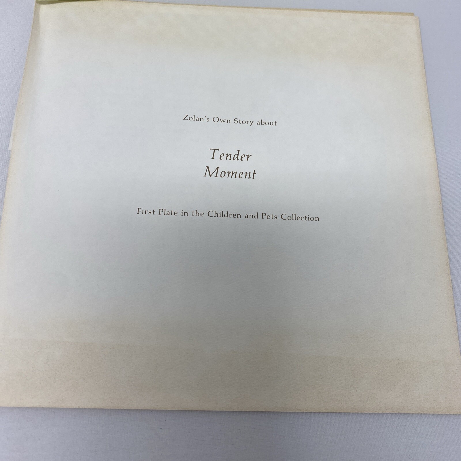 Collectors Plate “Tender Moments” By Donald Solan