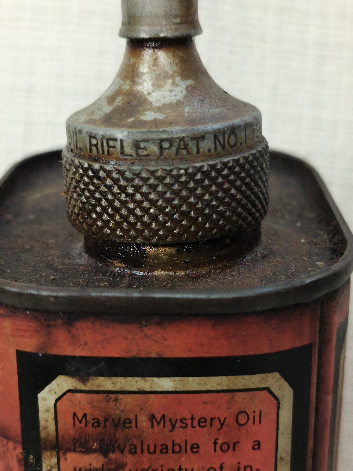 Rare Vintage 1920’s Marvel Mystery Oil Rifle Service Can 1 Pint With Pump Petro