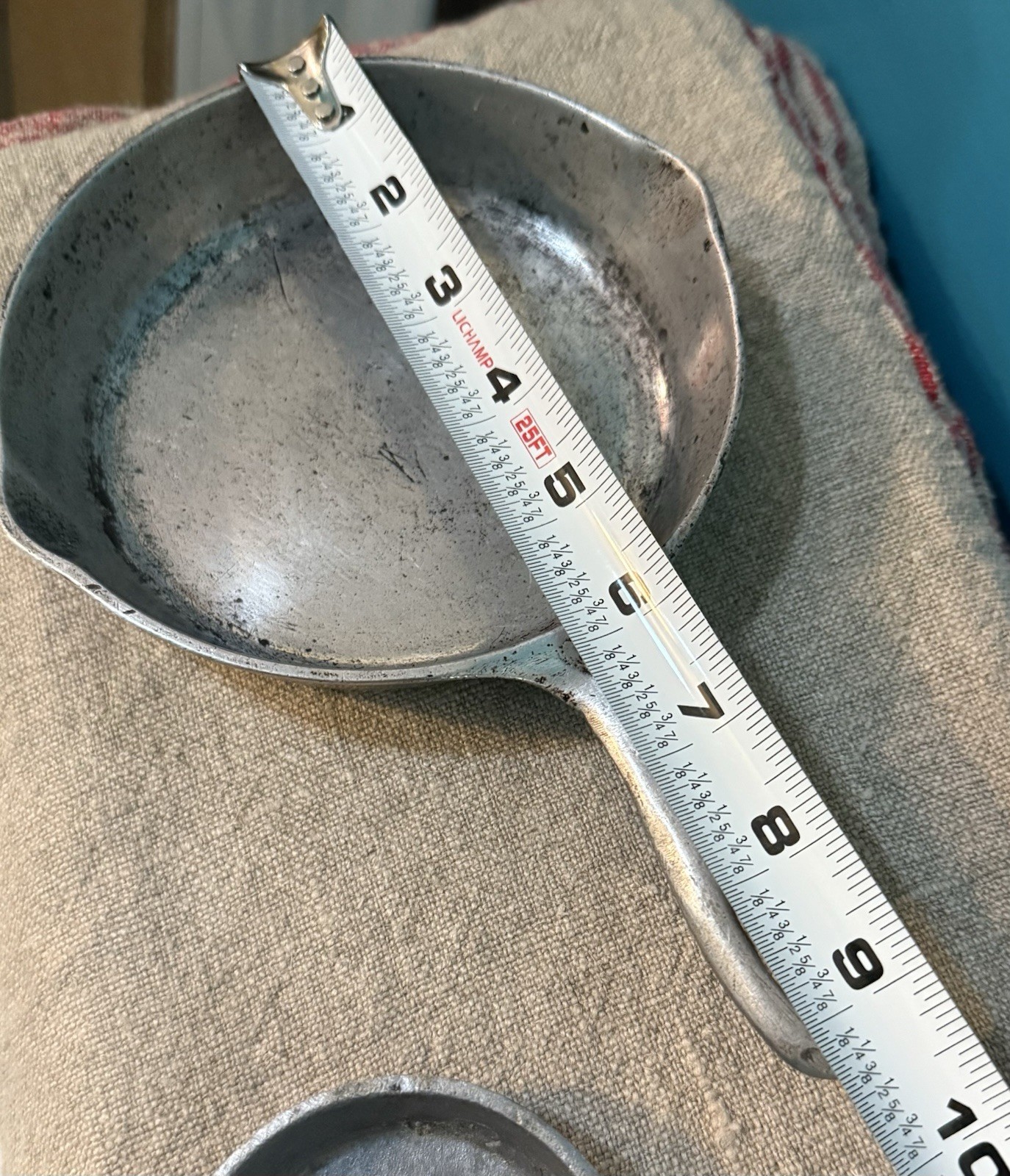 Vtg Pre-1967 Double Spout Cast Aluminum Skillet 6″ &Tiny Skillet Marked MEXICO