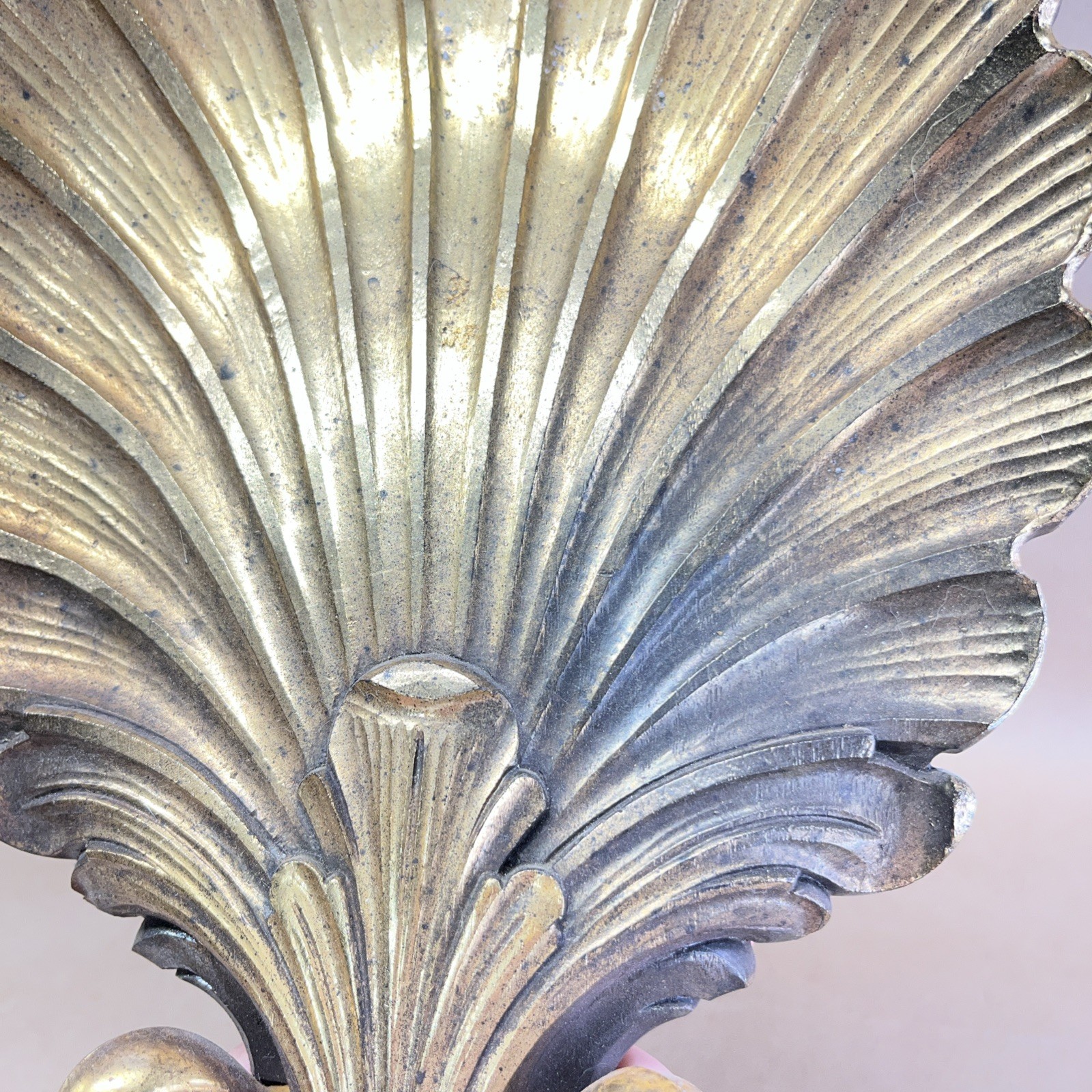 Vintage Syroco 4224 Gold Shell Wall Sconce Candle Holder Hollywood Regency *READ
