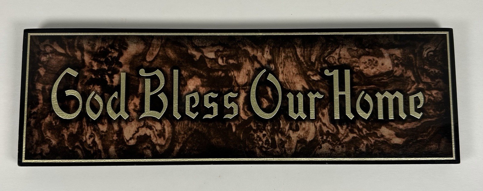 VTG MCM “God Bless Our Home” Christian Hanging Wall Plaque 12″x3.75″