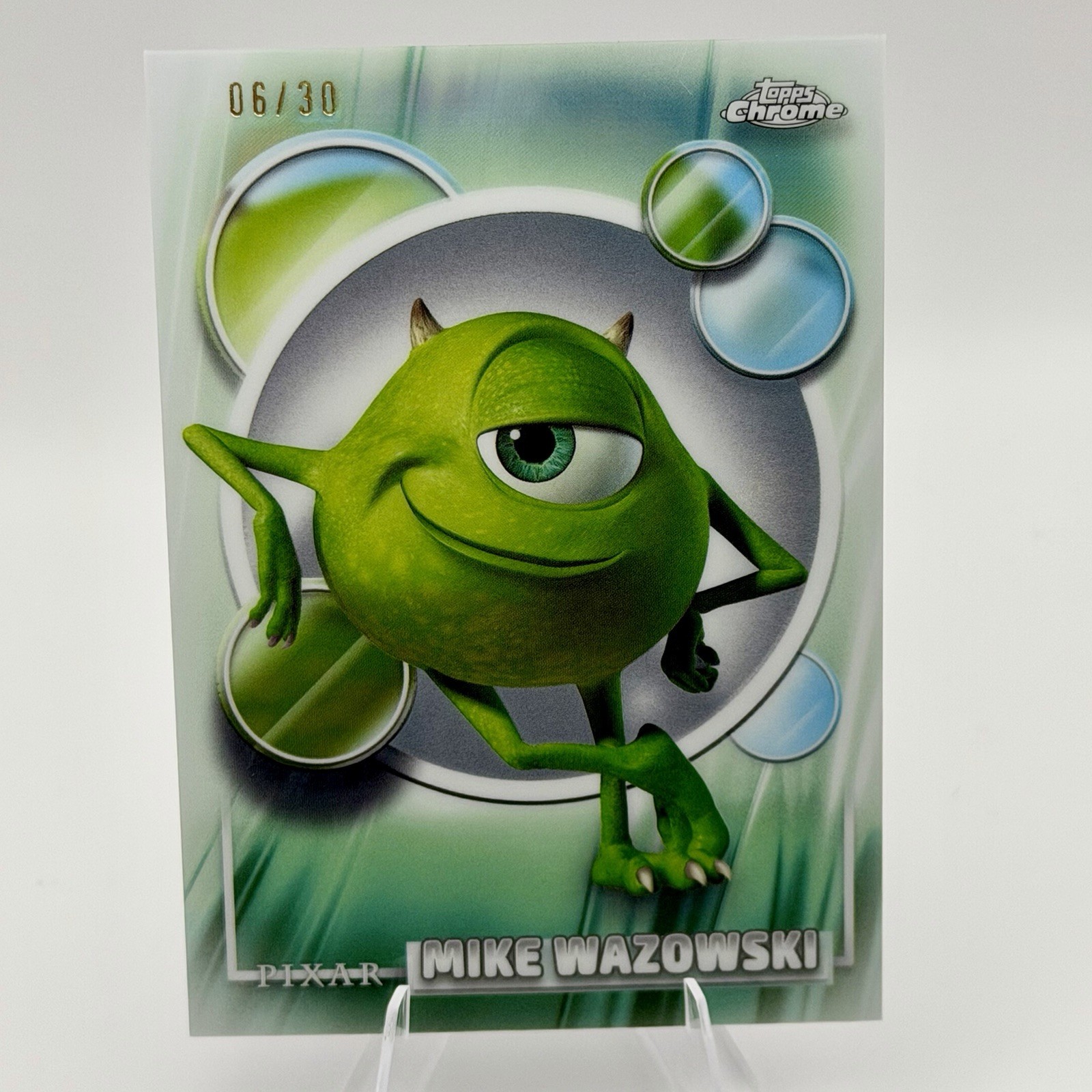 2026 Topps Chrome Disney Mike Wazowski Pearl Refractor /30 #28 06/30 SSP