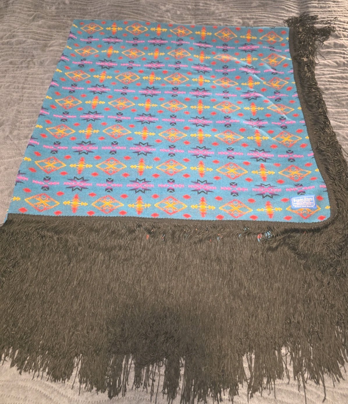 Vintage Pendelton Beaver State. Wool Wedding, Dance, prayer Shawl Wrap 60″x62″
